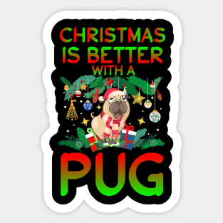 Funny Pug Christmas Sticker